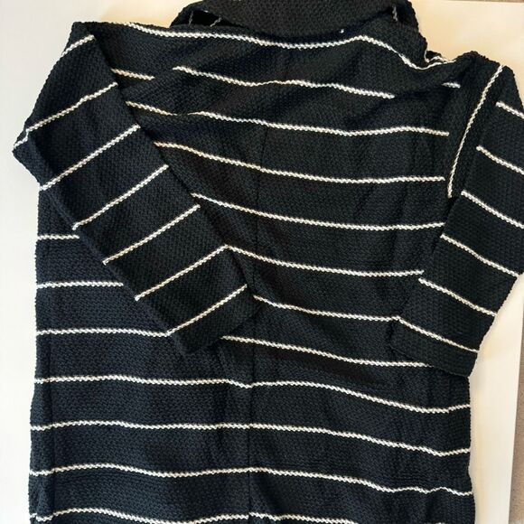 $148 MARINE LAYER Women's L Birdseye Coat Open Front Cardigan Black White Stripe - Picture 6 of 6